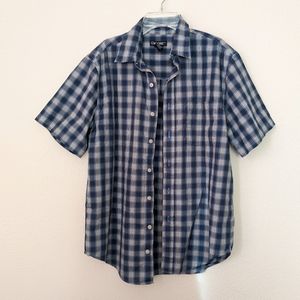 Cherokee Checkered Button Up Shirt Blue White S